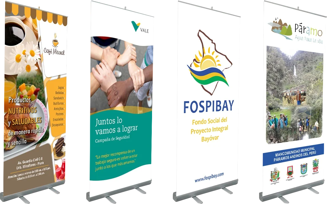 Roll screens publicitarios para distintas organizaciones